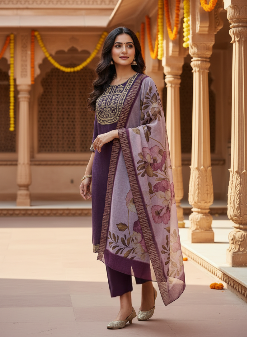 Rayon Slub 3 Piece Suit D3P-16