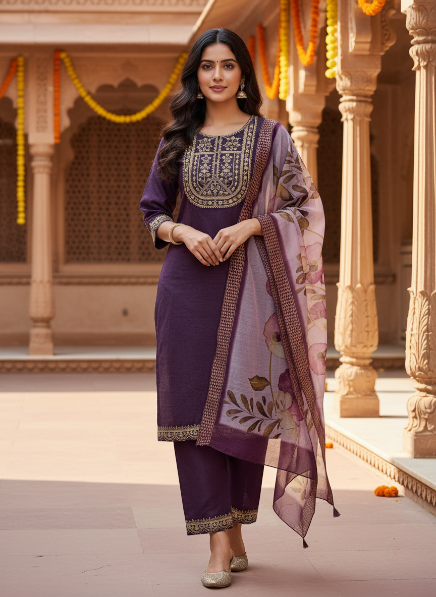 Rayon Slub 3 Piece Suit D3P-16