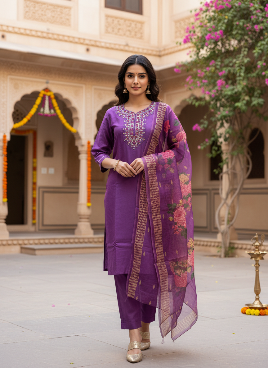 Rayon Slub 3 Piece Suit D3P-8