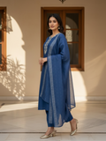 Rayon Slub Jacquard Border Suit D3P-13