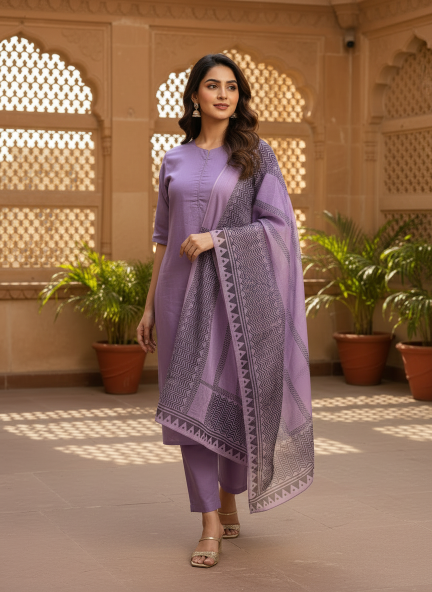 Rayon Slub 3 Piece Suit D3P-24