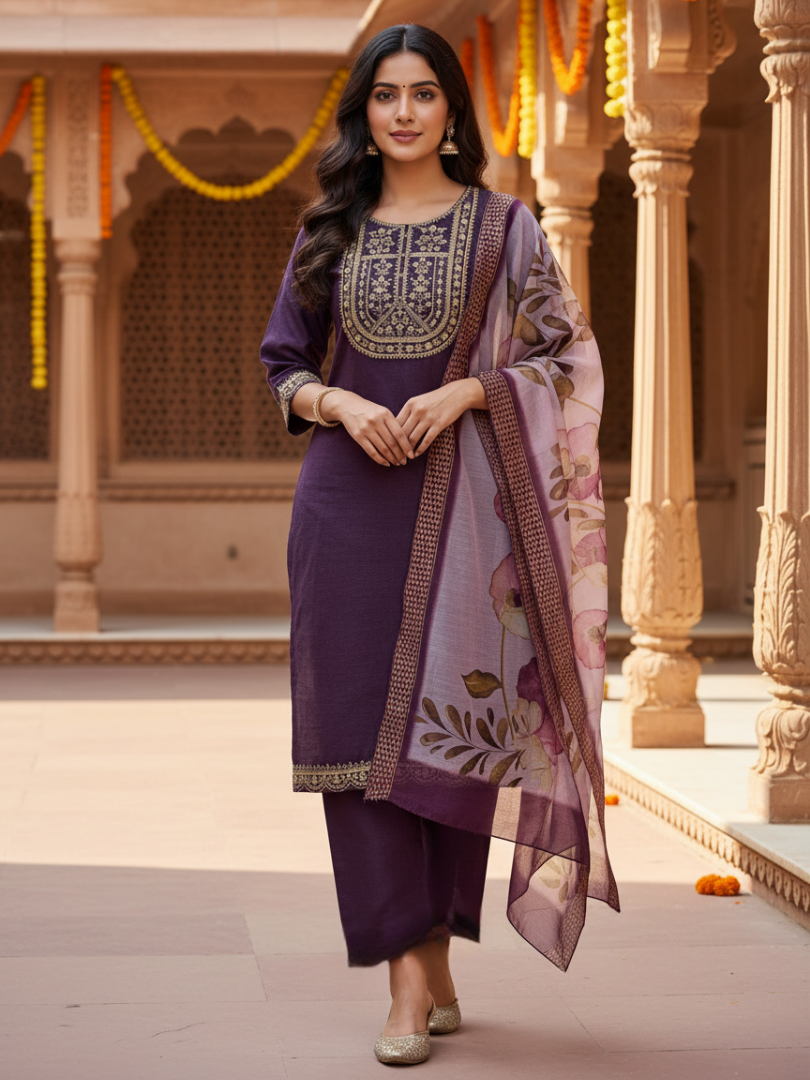 Rayon Slub 3 Piece Suit D3P-16