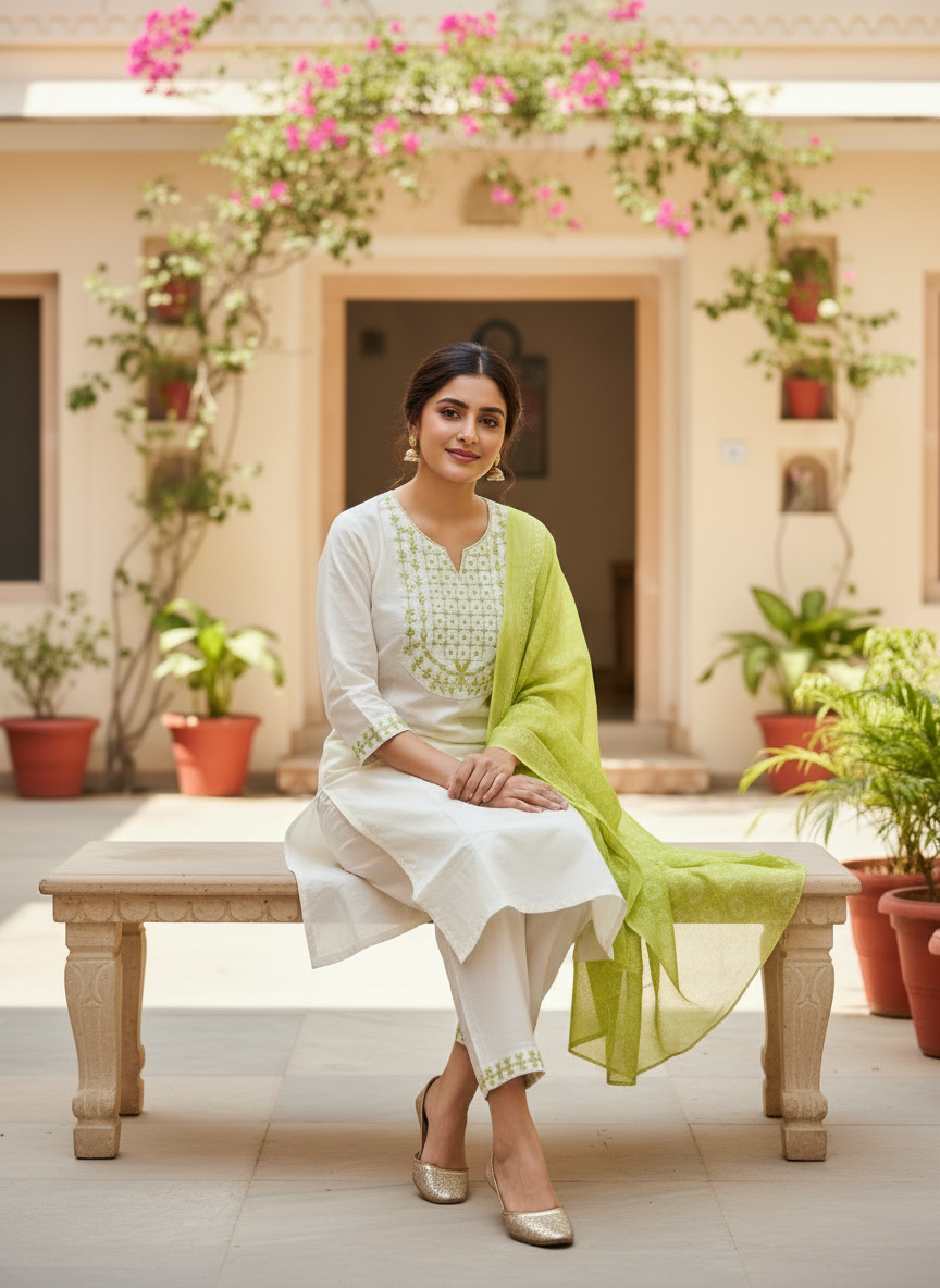 Rayon Slub Sequence Embroidery Suit D3P-7