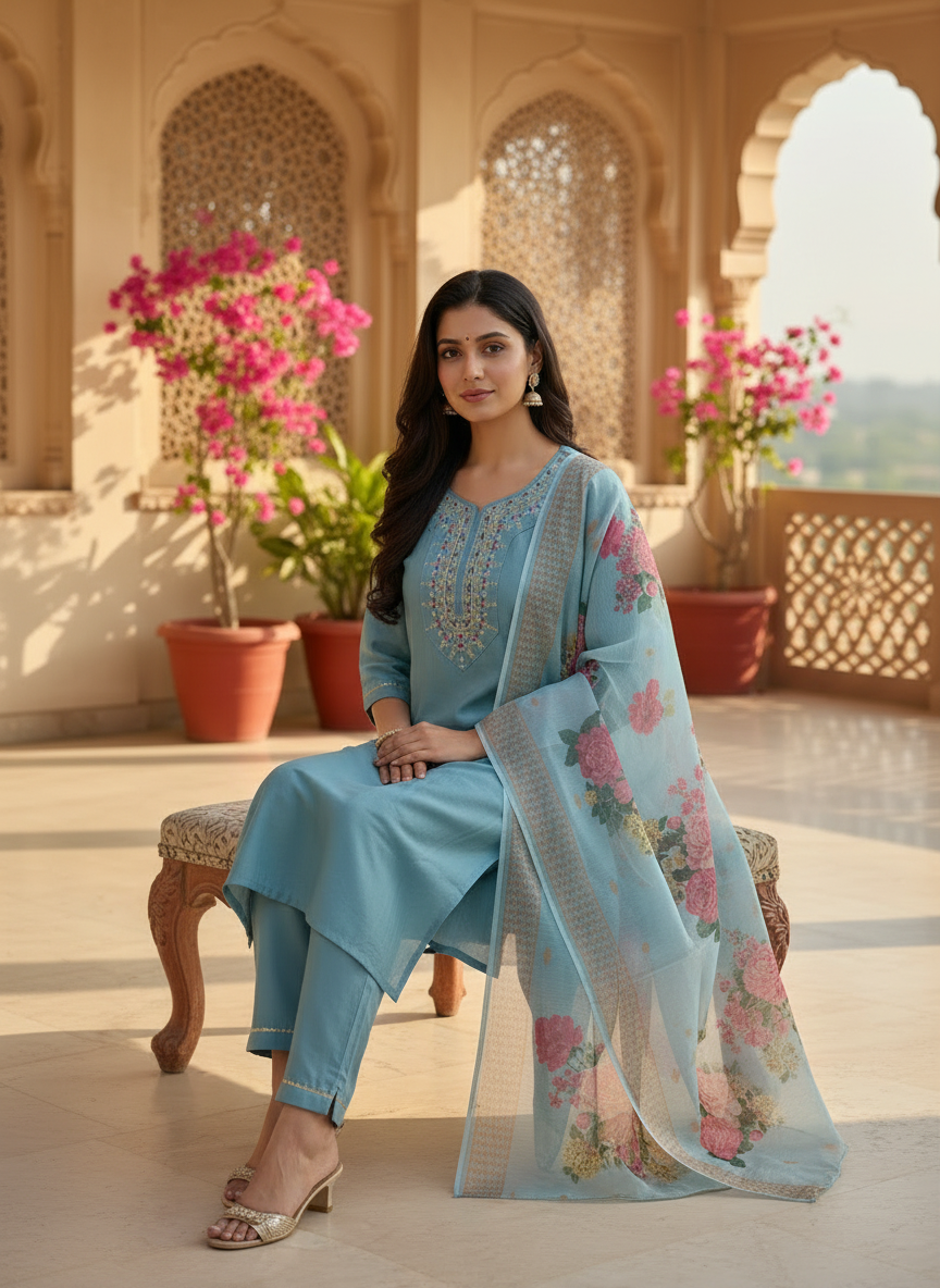 Rayon Slub 3 Piece Suit D3P-10