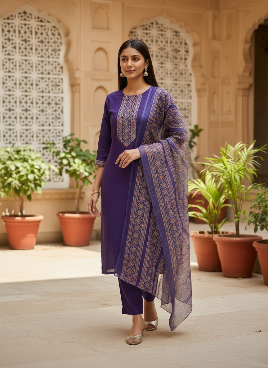 Rayon Slub 3 Piece Suit D3P-17