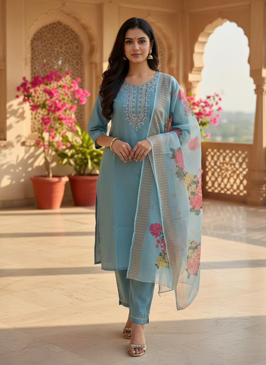 Rayon Slub 3 Piece Suit D3P-10