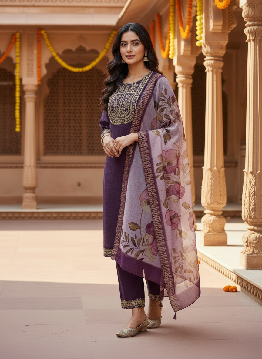 Rayon Slub 3 Piece Suit D3P-16