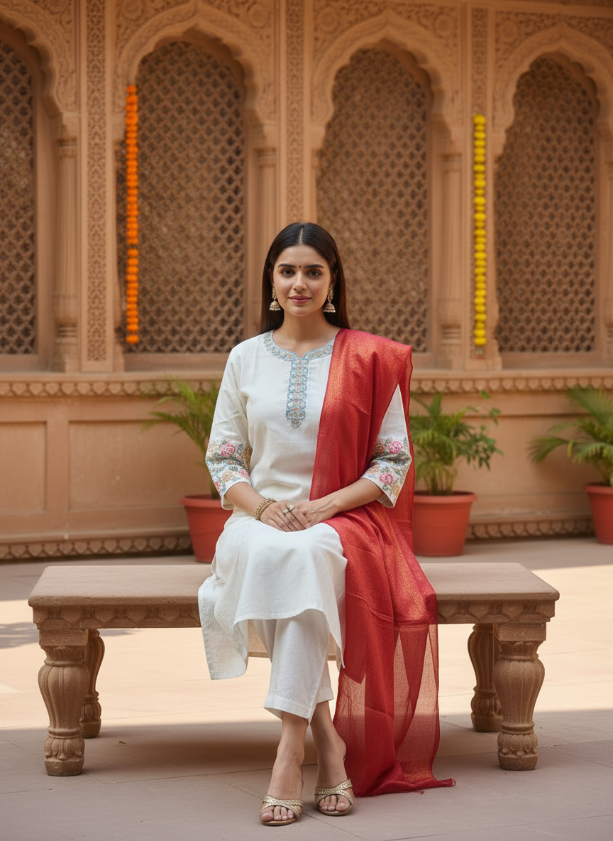 Rayon Slub Jacquard Dupatta Suit D3P-12