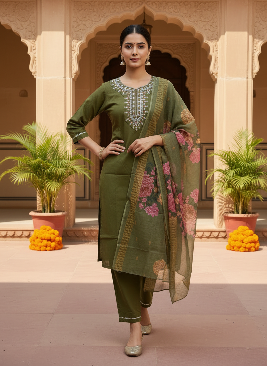 Rayon Slub 3 Piece Suit D3P-22