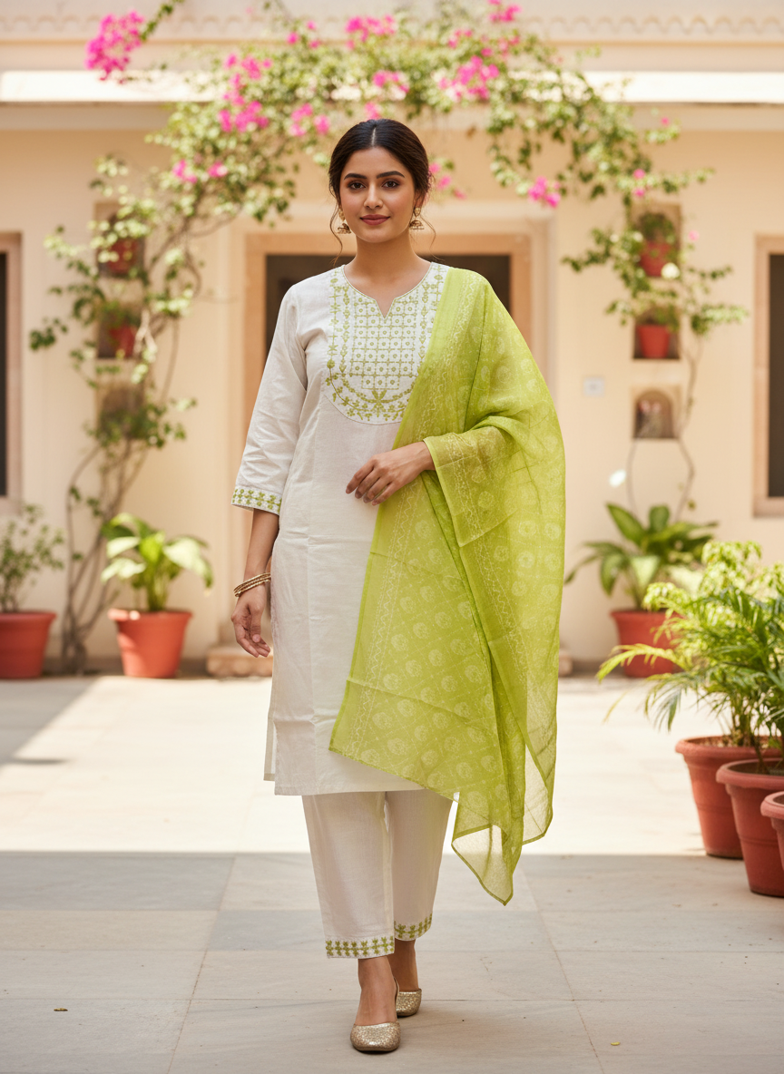 Rayon Slub Sequence Embroidery Suit D3P-7