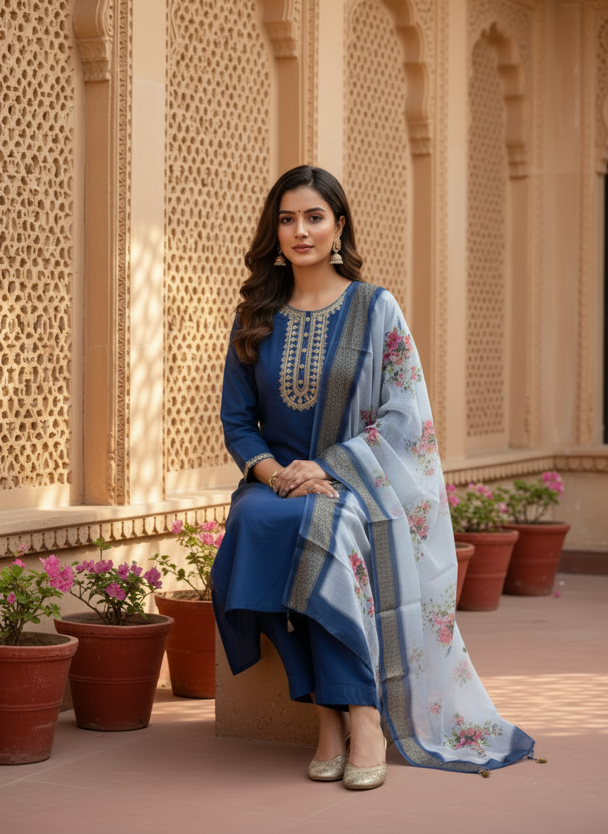 Rayon Slub 3 Piece Suit D3P-2