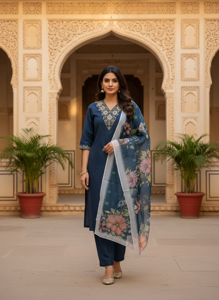 Rayon Slub 3 Piece Suit D3P-23