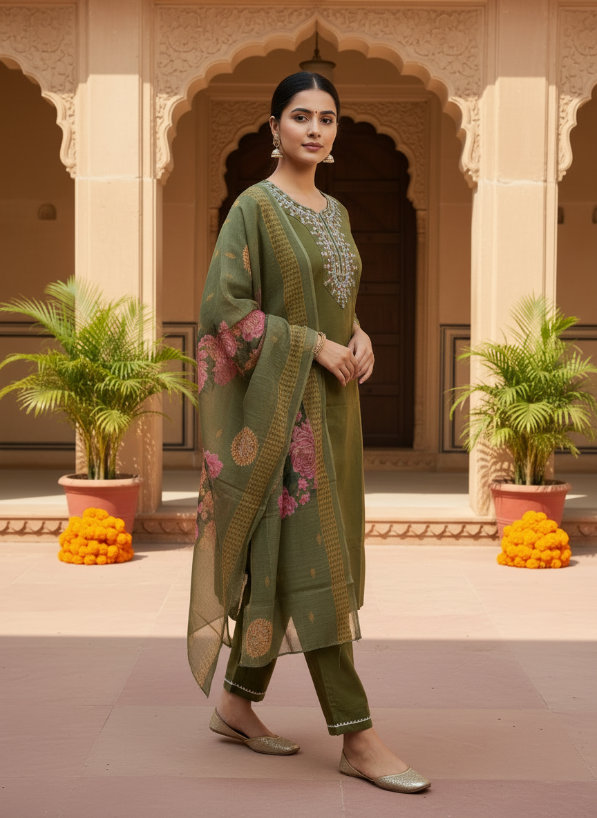 Rayon Slub 3 Piece Suit D3P-22