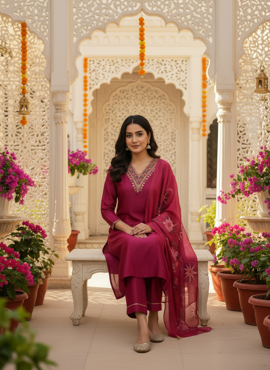 Rayon Slub 3 Piece Suit D3P-4
