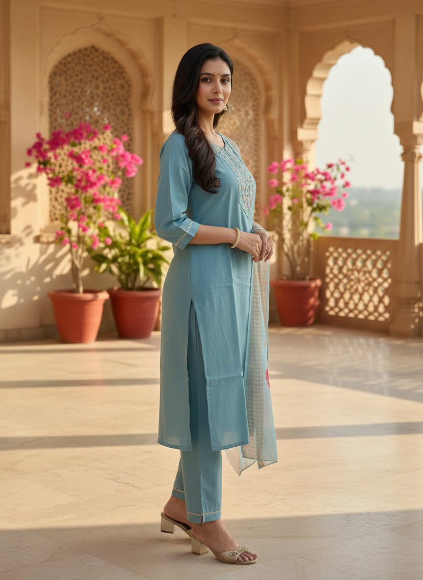 Rayon Slub 3 Piece Suit D3P-10