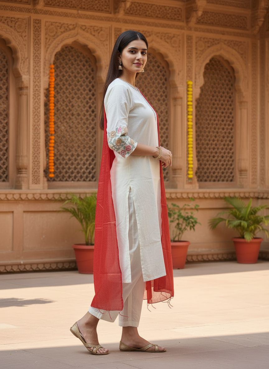Rayon Slub Jacquard Dupatta Suit D3P-12