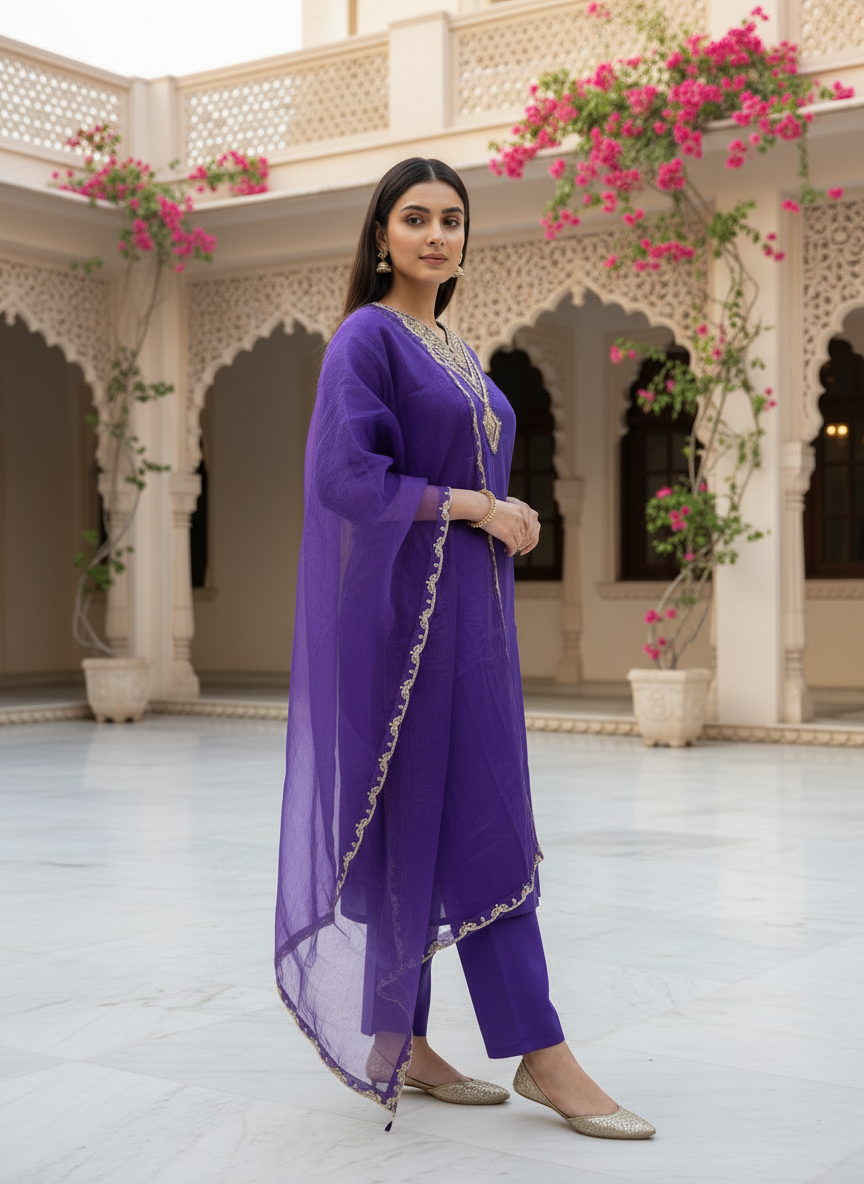 Rayon Slub Fancy Lace Dupatta Suit D3P-32